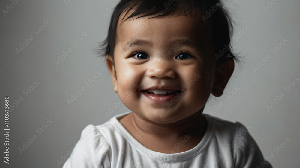 An infant’s eyes sparkling with curiosity and joy. An infant’s eyes sparkling with curiosity and joy.