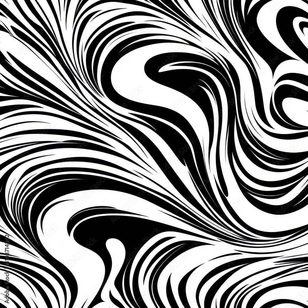 Fototapeta premium Dynamic black and white abstract swirl pattern creating a sense of movement and flow.