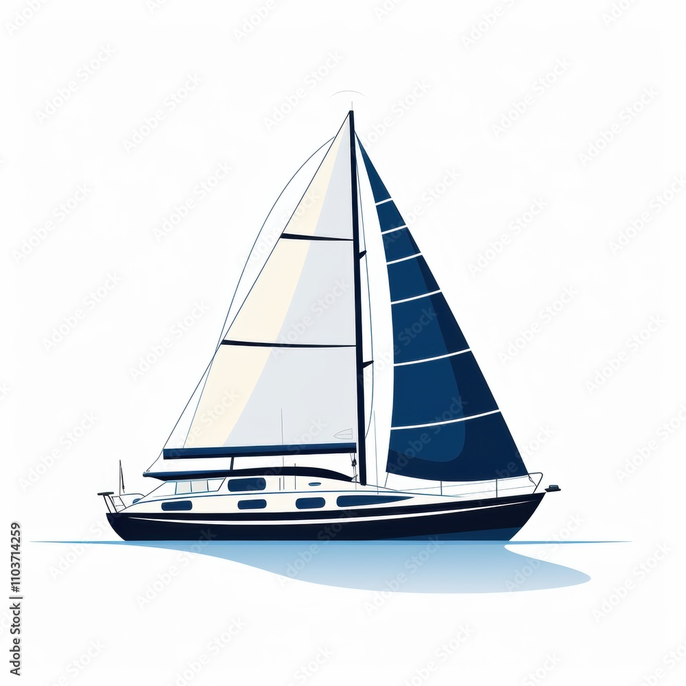 Elegant Sailboat with Tall White Sails Gliding on Calm Waters Against a Minimalistic Background Inviting Tranquility and Adventure for Nautical Enthusiasts Elegant Sailboat with Tall White Sails Gliding on Calm Waters Against a Minimalistic Background Inviting Tranquility and Adventure for Nautical Enthusiasts