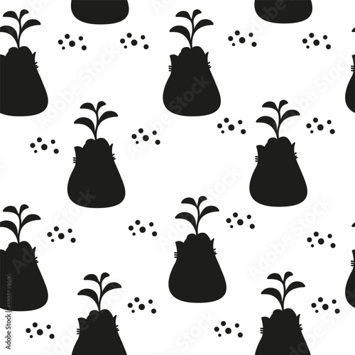 Seamless pattern silhouette in a bag