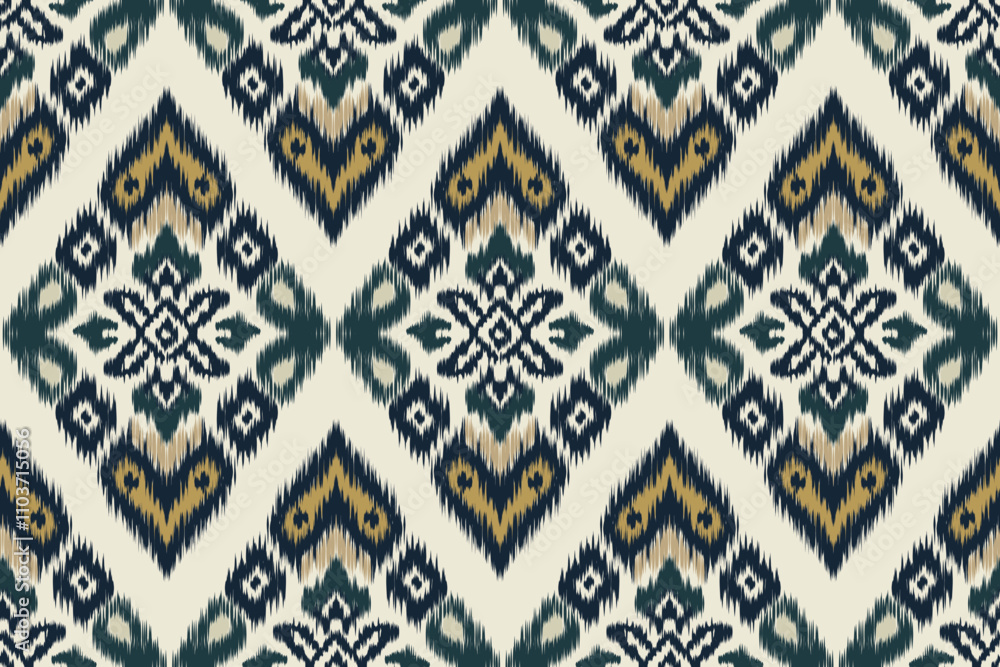 Seamless ikat patterns that combine tribal, indigenous and Aztec geometric embroidery. Perfect for graphic art, rug design, wallpaper, gift wrapping and clothing. Seamless ikat patterns that combine tribal, indigenous and Aztec geometric embroidery. Perfect for graphic art, rug design, wallpaper, gift wrapping and clothing.