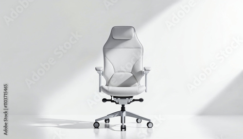 A sleek ergonomic office chair with a high back, armrests, and modern design against a white background.

 photo