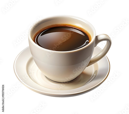 3d cup of black coffee on transparent  background