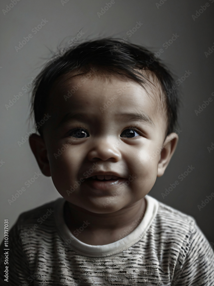 A baby radiating untainted joy and wonder. A baby radiating untainted joy and wonder.