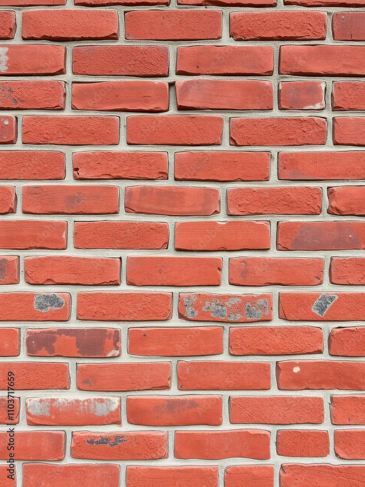 Obraz premium close-up of weathered red brick wall with rough textures, urban, weathered