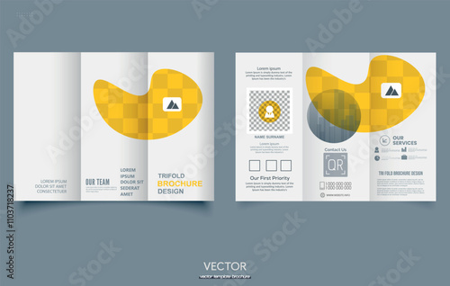 Corporate business trifold brochure template vector image. Trifold flyer or brochure