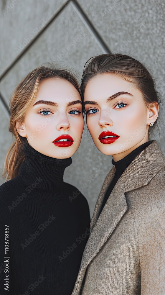 Two Stunning Women in Chic Winter Fashion Portraits Two Stunning Women in Chic Winter Fashion Portraits