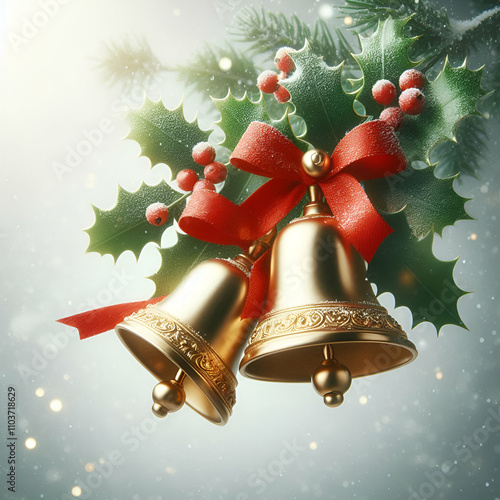 christmas bells with red bow