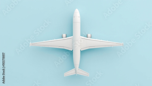 Toy airplane displayed against minimal blue background