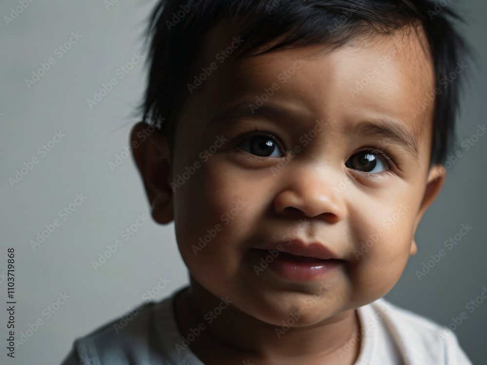 An infant’s eyes sparkling with curiosity and joy. An infant’s eyes sparkling with curiosity and joy.