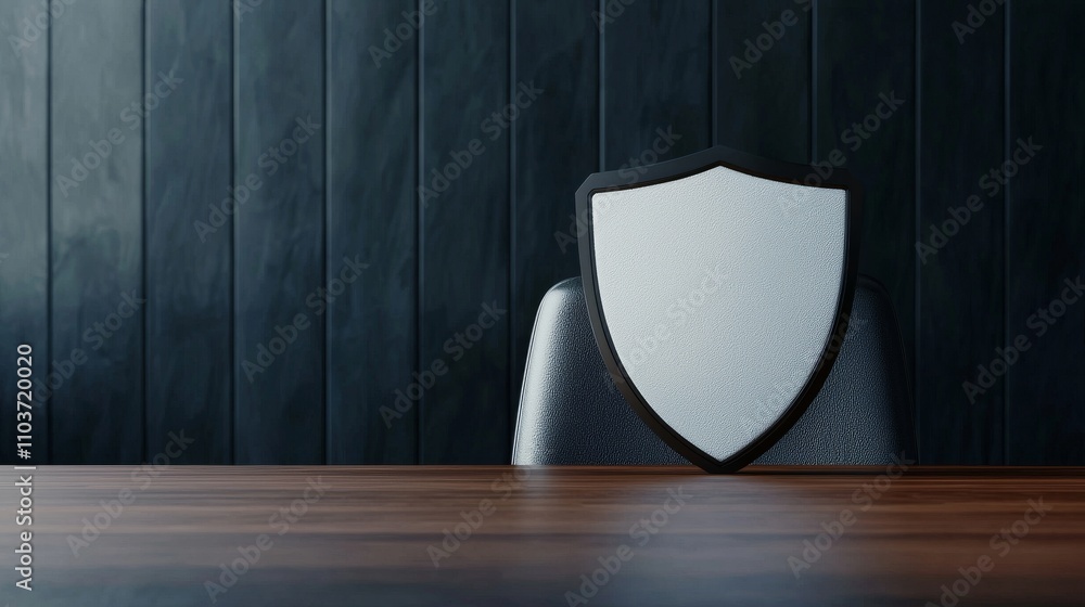 law restriction and litigation concept. Shielded chair in a modern office setting against a dark wall. law restriction and litigation concept. Shielded chair in a modern office setting against a dark wall.