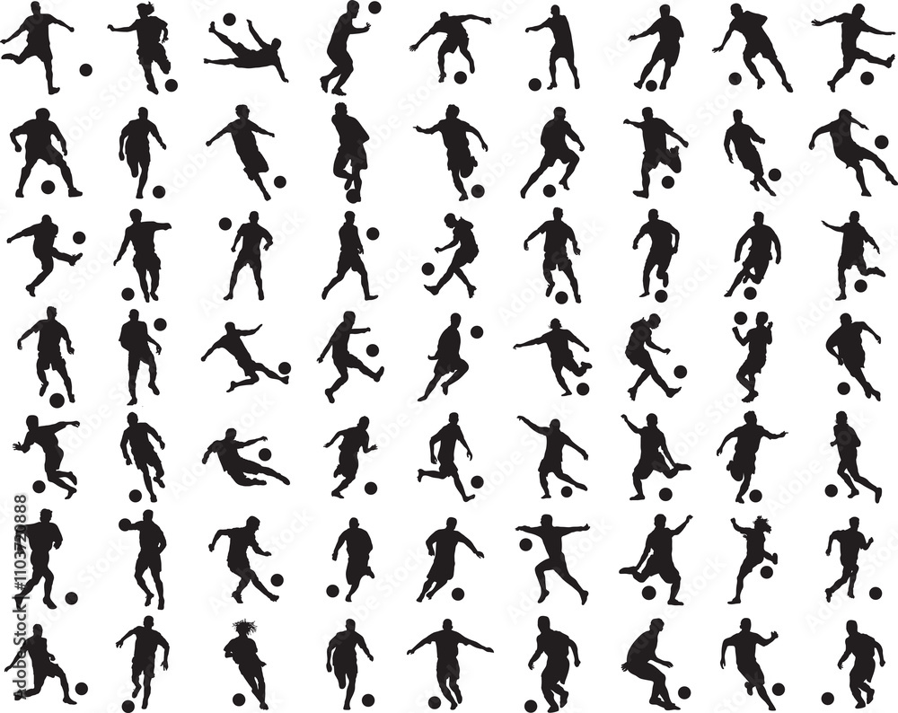 Black silhouettes of football players Black silhouettes of football players