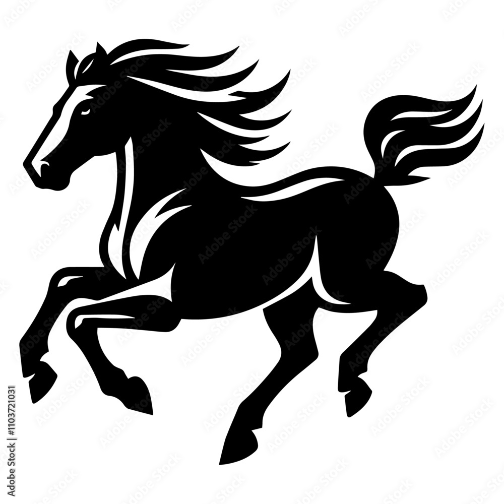 Running horse silhouette isolated on white Running horse silhouette isolated on white