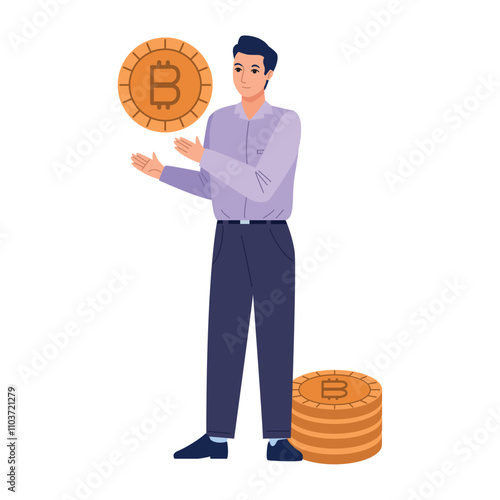 guy with bitcoin money