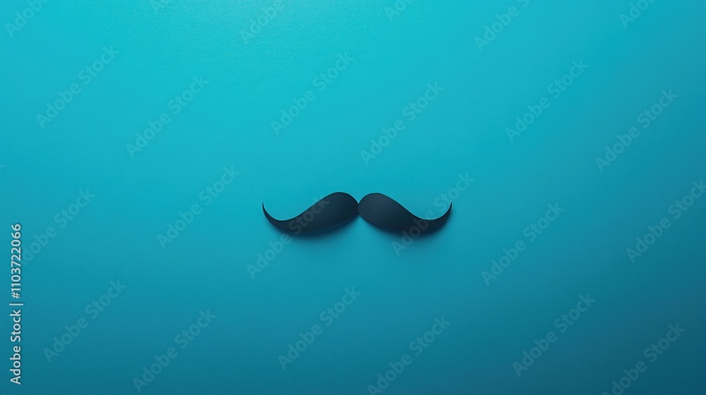 Black paper mustache positioned centrally on a vibrant blue background, symbolizing themes of celebration and men's wellness. Black paper mustache positioned centrally on a vibrant blue background, symbolizing themes of celebration and men's wellness.