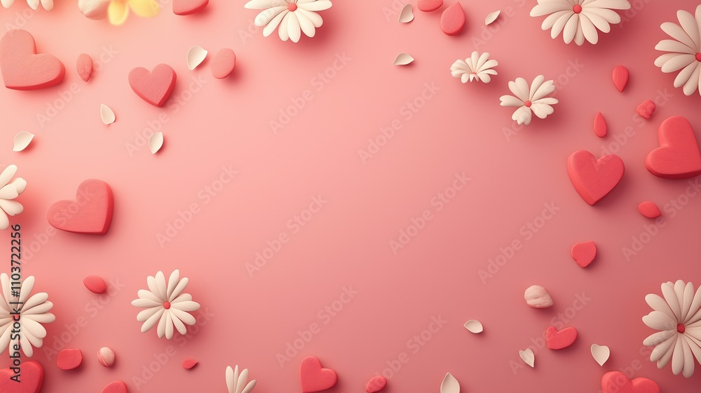 Romantic Floral Heart Arrangement Background Romantic Floral Heart Arrangement Background