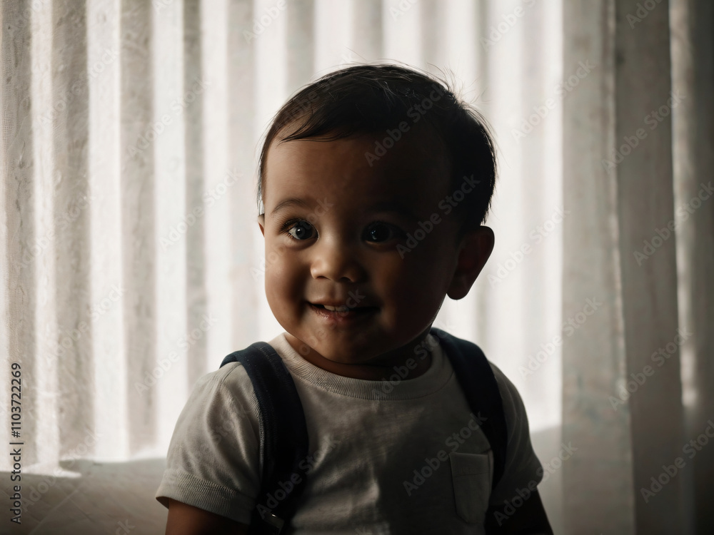 A baby with eyes filled with curiosity and joy. A baby with eyes filled with curiosity and joy.