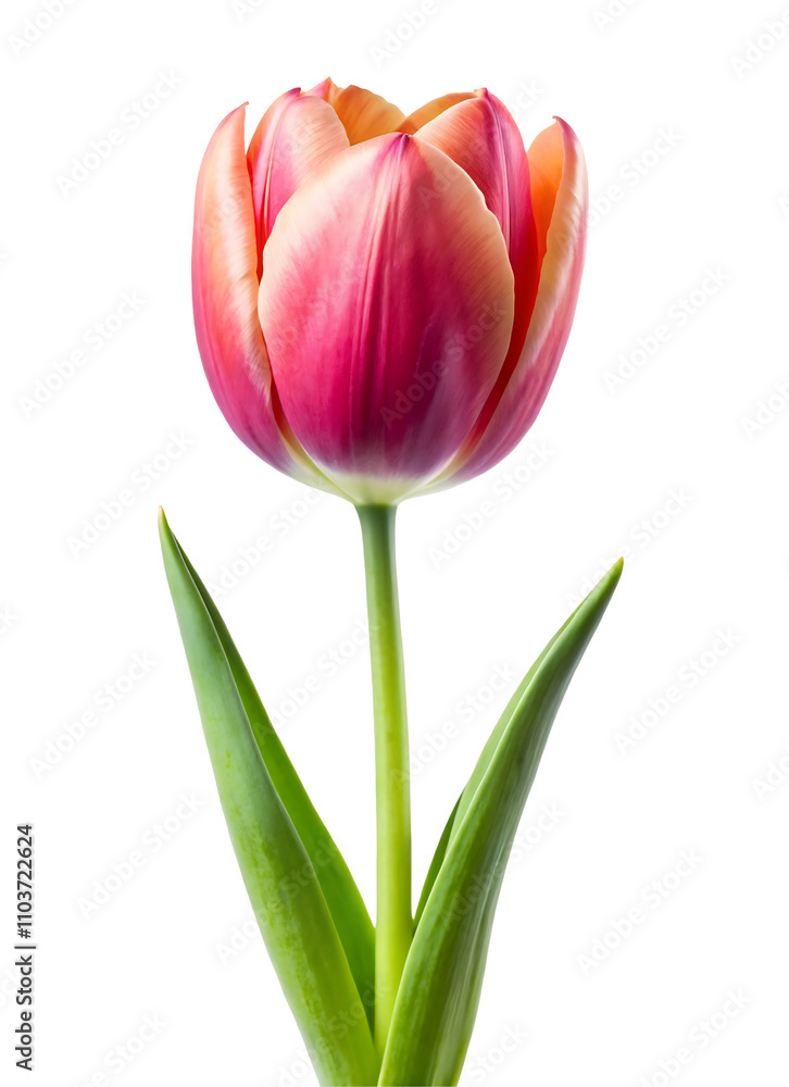 pink tulip flower isolated on transparent background