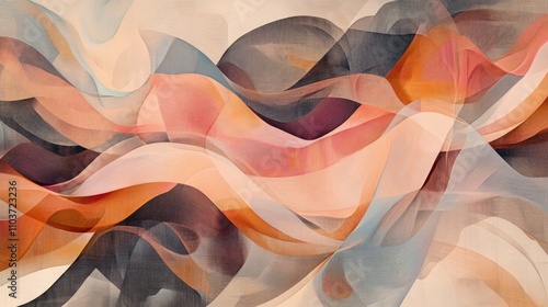 Abstract composition with elegant, flowing lines and luxurious colors, creating a unique and impressive artwork