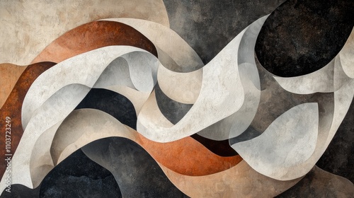 Abstract composition with elegant, flowing lines and luxurious colors, creating a unique and impressive artwork
