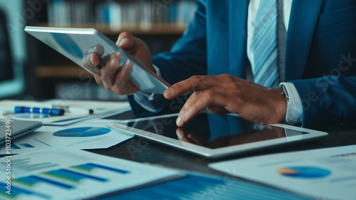 businessman using digital tablet generated by AI technology