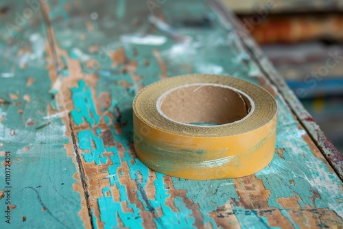 Masking tape or painter s tape is used to cover areas to avoid paint photo