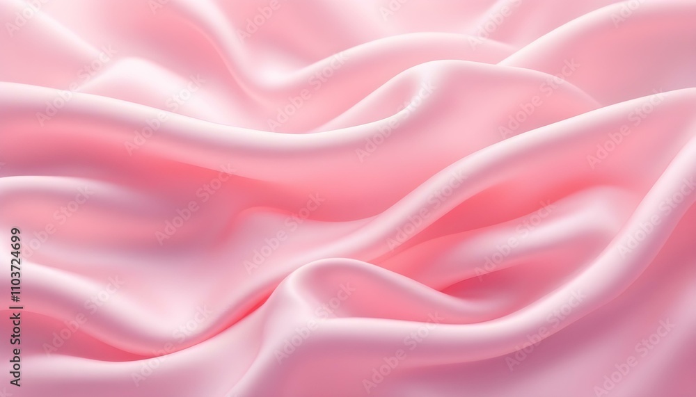 Obraz premium Pink silk background. Wavy pink fabric texture, top view. Abstract soft pink backdrop. 3d rendered abstract soft rainbow gradient color cloth view from above.