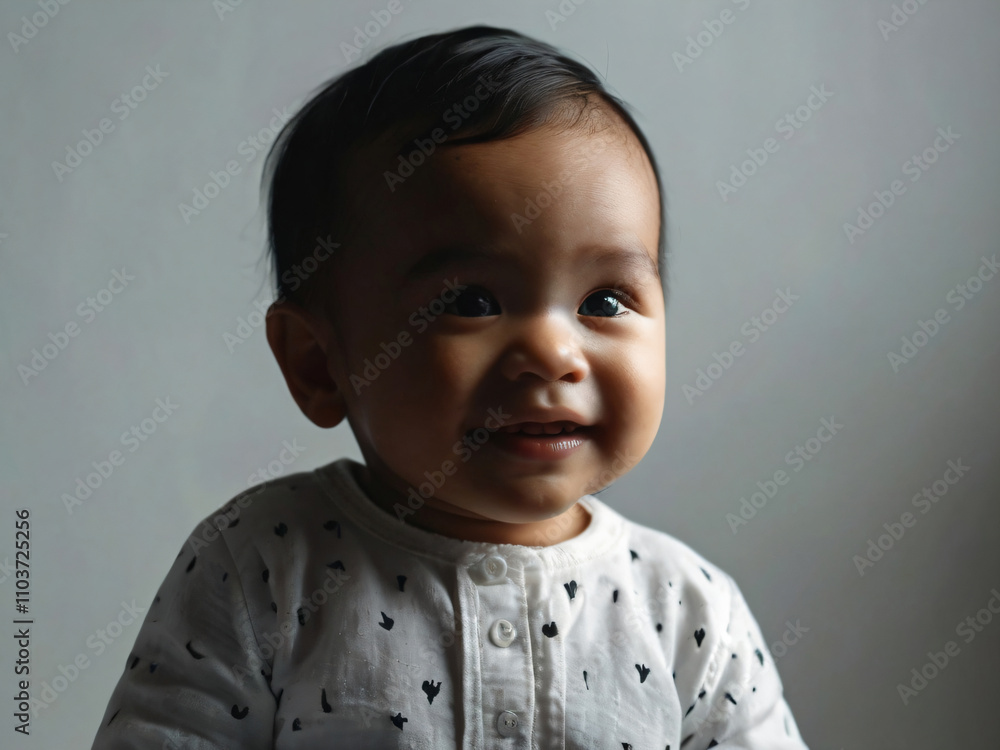 An infant radiating happiness and wonder. An infant radiating happiness and wonder.