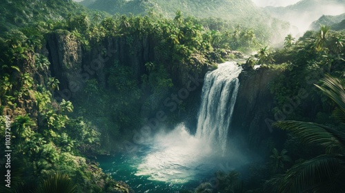 Lush Rainforest Waterfall