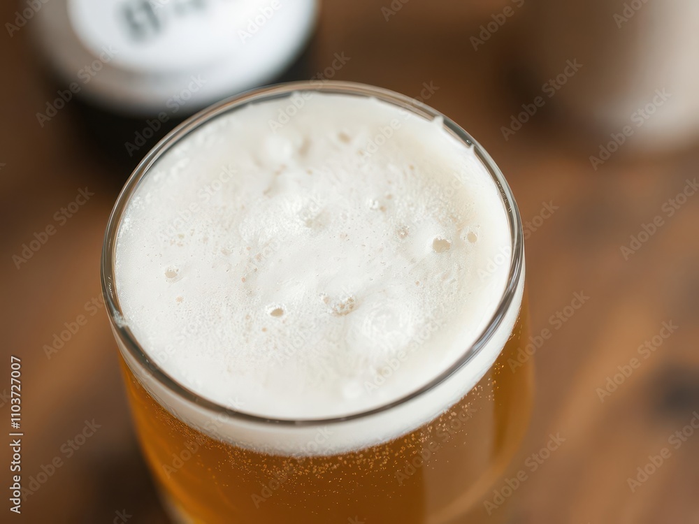 Close-up of a frothy and creamy pint of beer, frothy, creamy Close-up of a frothy and creamy pint of beer, frothy, creamy