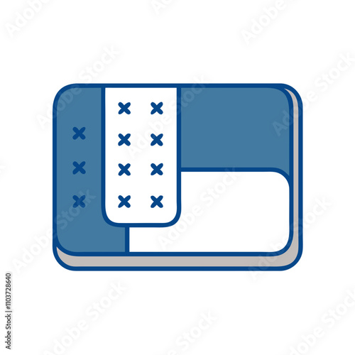 Good icon. Bandage icon, blue color, simple design, medical concept, copy space