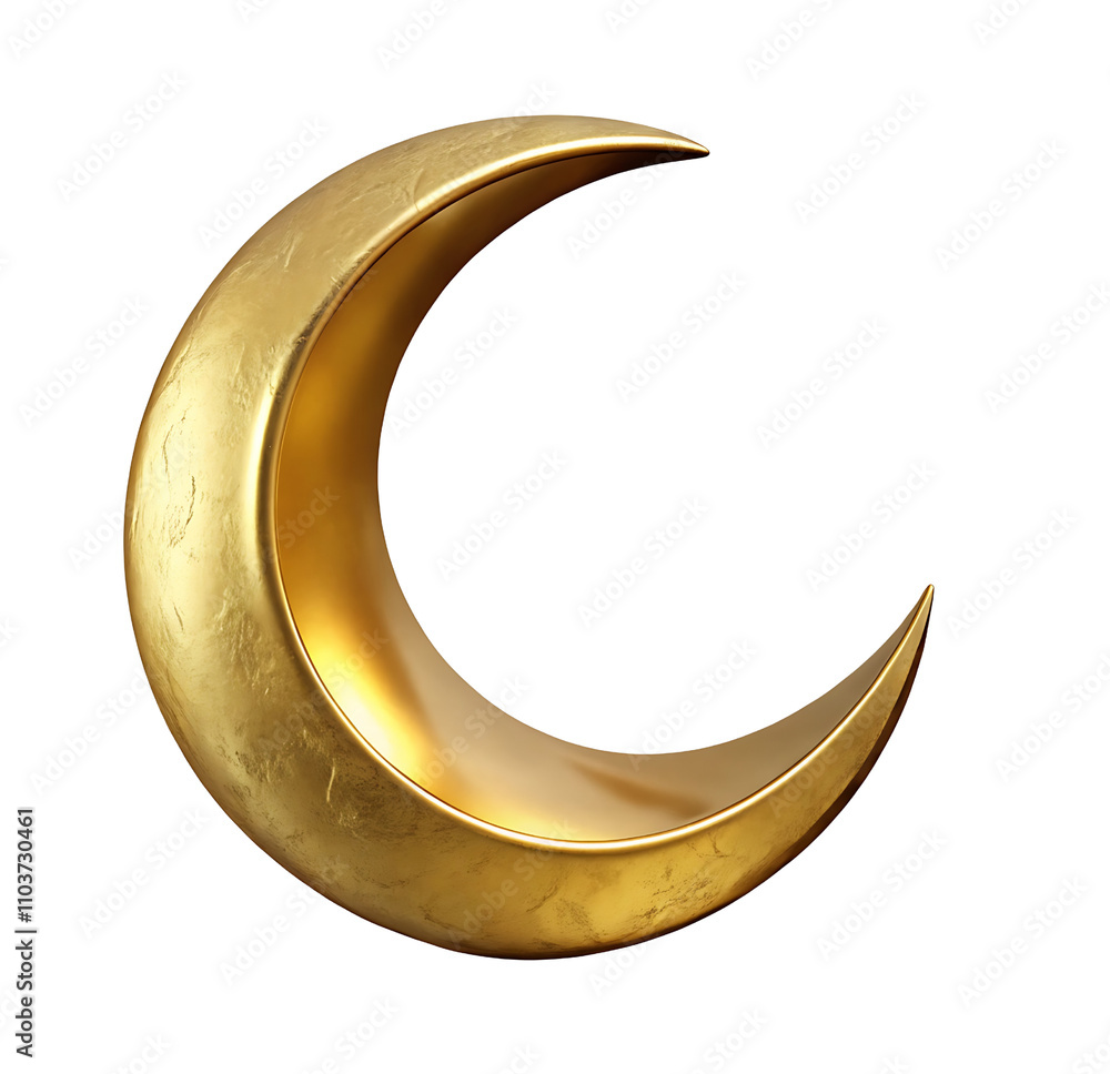 3d golden crescent moon icon isolated on transparent background 3d golden crescent moon icon isolated on transparent background