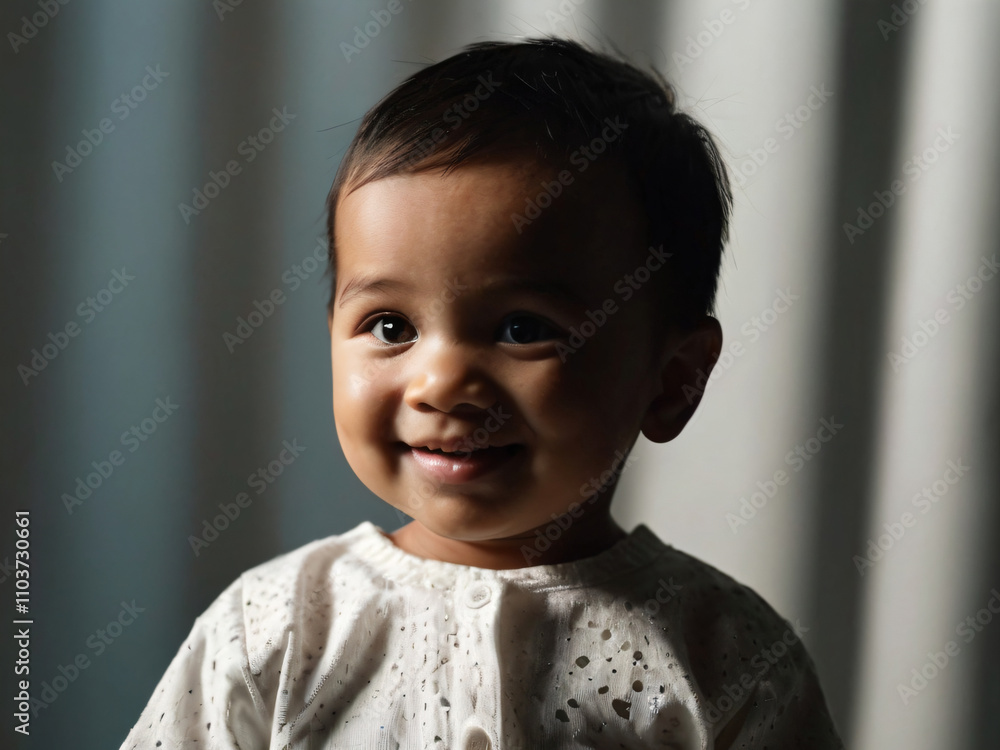 A baby radiating untainted joy and wonder. A baby radiating untainted joy and wonder.