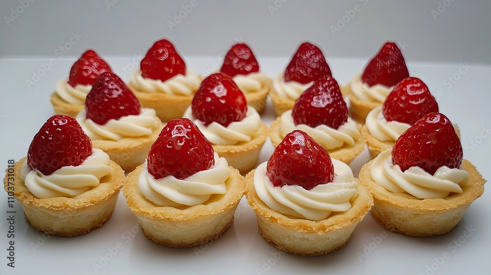 Mini tarts filled with strawberries and cream cheese create a delightful treat. These mini tarts are perfect for dessert lovers, with space for your design. Mini tarts filled with strawberries and cream cheese create a delightful treat. These mini tarts are perfect for dessert lovers, with space for your design.