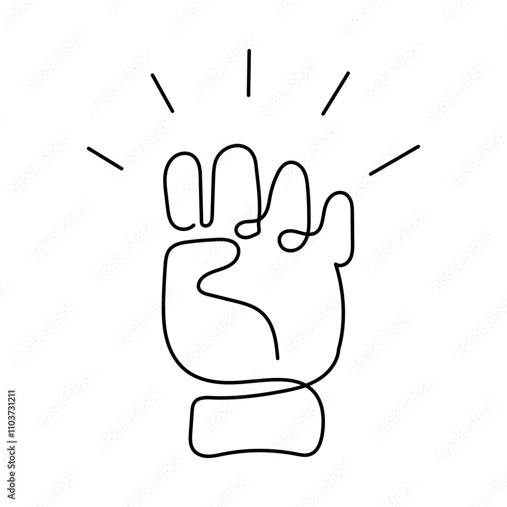 Obraz premium Monoline Motivation Icon. Simple Line Motivational Hand Icon. Minimalist Uplifting Gesture Vector.