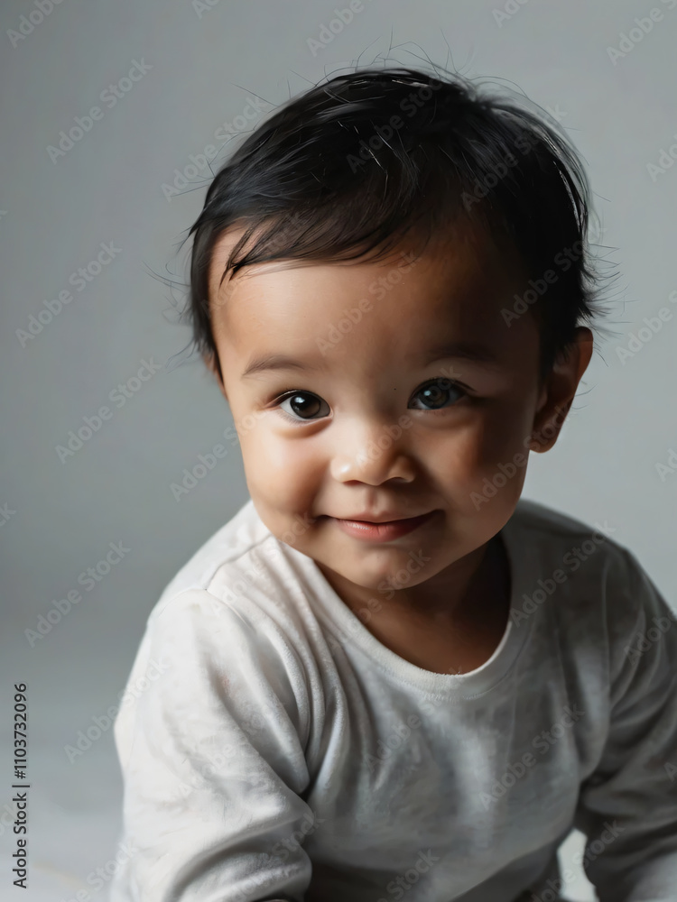 An infant’s eyes sparkling with curiosity and joy. An infant’s eyes sparkling with curiosity and joy.