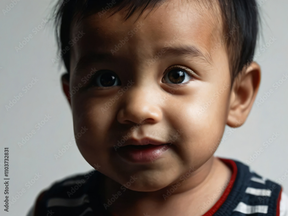 An infant radiating happiness and wonder. An infant radiating happiness and wonder.