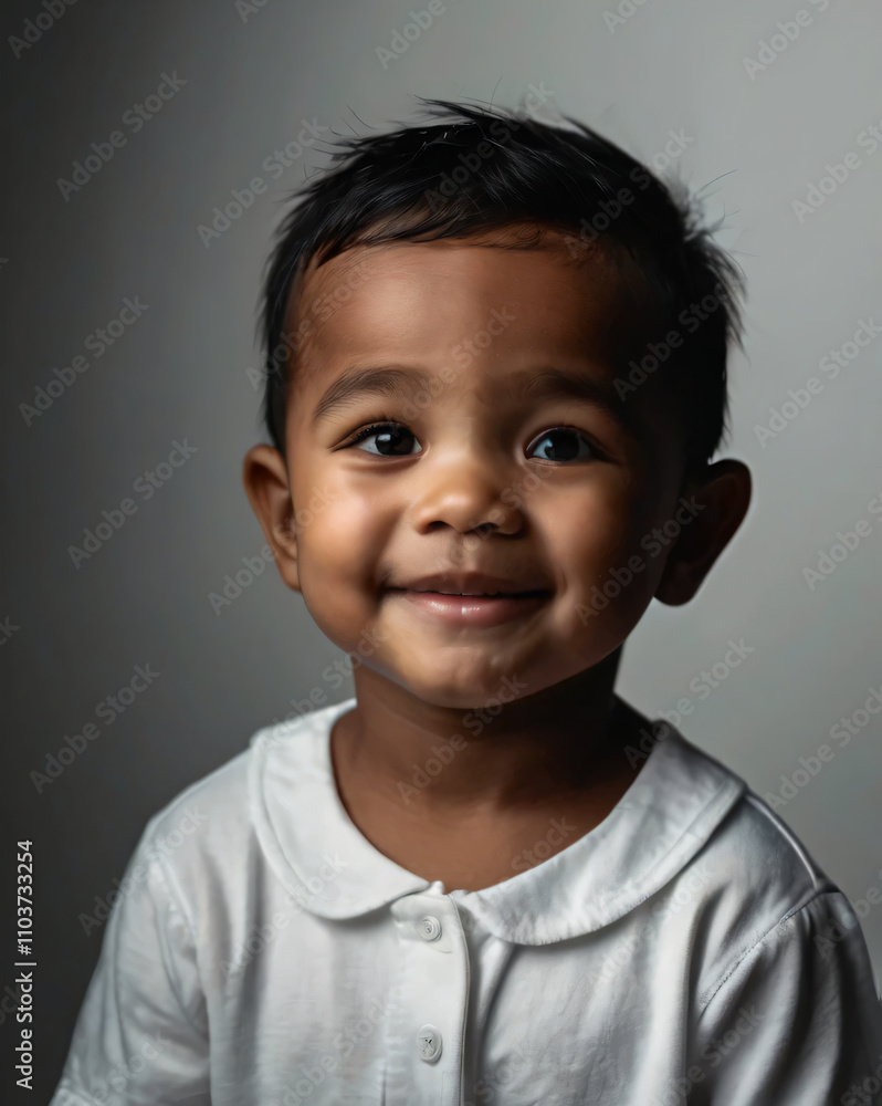 A baby smiling with pure innocence and joy. A baby smiling with pure innocence and joy.