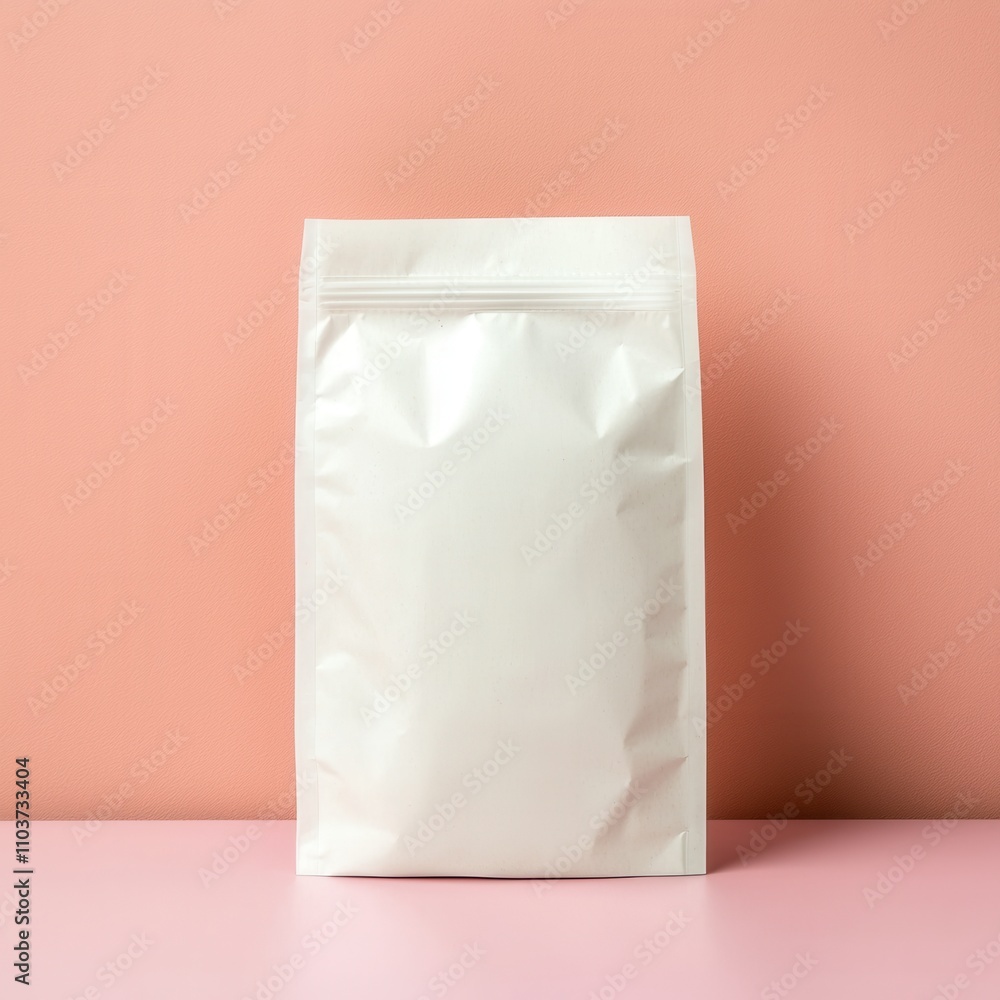 Minimalist food packaging mock up concept. Blank white packaging on a pink background for branding purposes