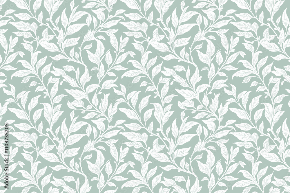 Fototapeta premium Toile pattern tapestry. Arts and crafts. Monochrome botanical pattern background. Created with Generative AI technology