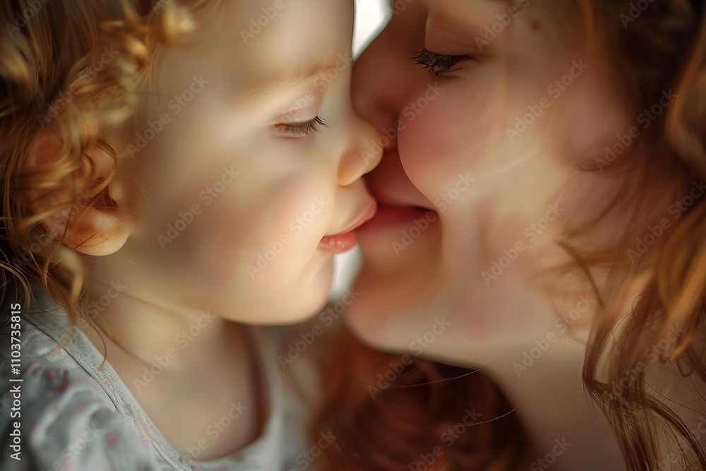 Obraz premium Child hugging mother on mother's day during holiday celebration generative ai