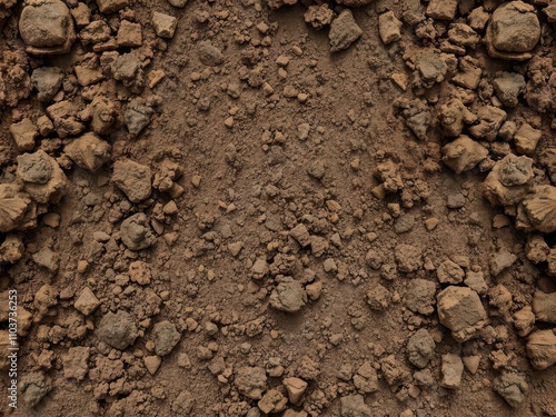 Close-up of rich and earthy dirt texture background with natural variations, outdoors, dirt texture