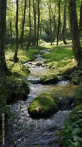 Serene Forest Stream: A Peaceful Nature Escape