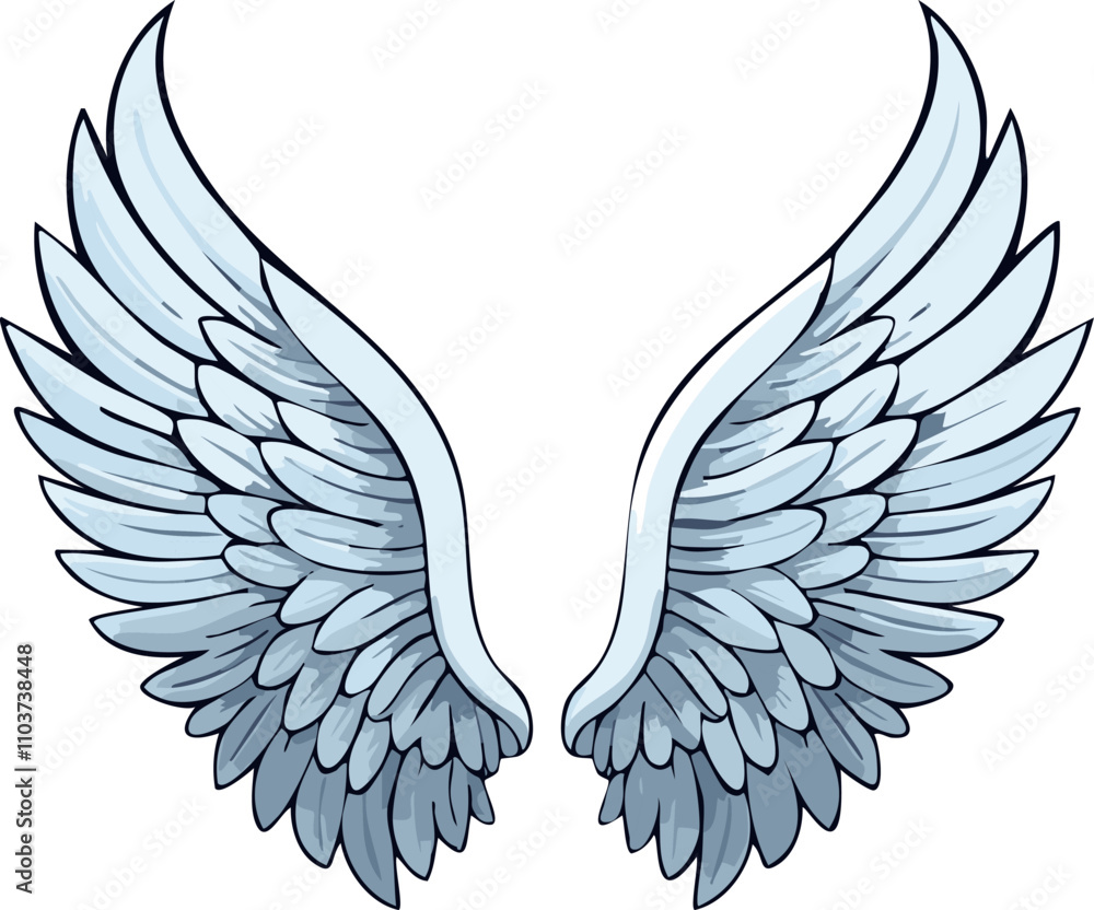 Fototapeta premium Pair of Angel Wings Illustration with Soft White Feathers