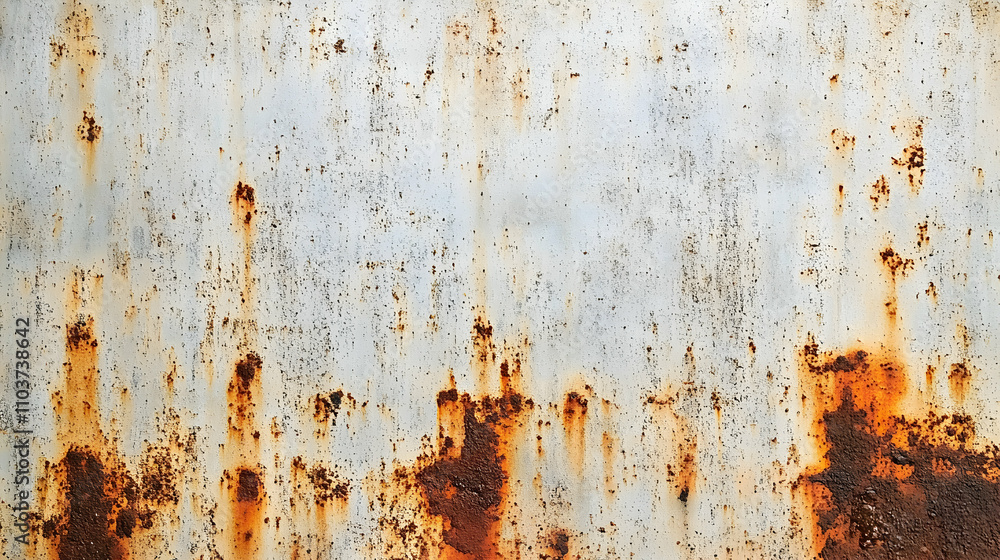 Rustic White Metal Texture, Weathered Steel Surface with Intense Rust Patina Rustic White Metal Texture, Weathered Steel Surface with Intense Rust Patina