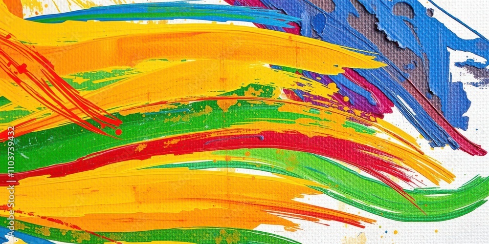 Fototapeta premium Close-up of vibrant and textured paint strokes on a canvas, abstract, layer