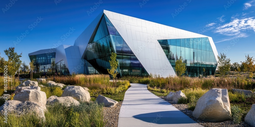 Naklejka premium Contemporary Global Headquarters Enveloped by Cutting Edge Architectural Designs and Innovative Building Styles.