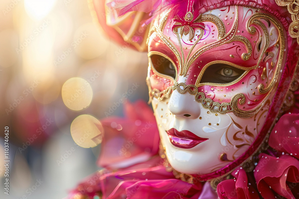 Generative AI Image of a Vibrant Carnival Mask with Glitter and Feathers Generative AI Image of a Vibrant Carnival Mask with Glitter and Feathers