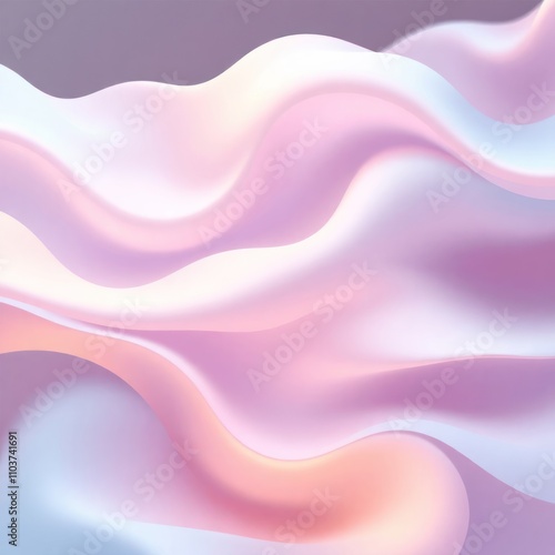  abstract background, soft, flowing waves in gentle pastel colors. Shades of pale pink, light blue, and creamy white blend seamlessly, creating a smooth gradient