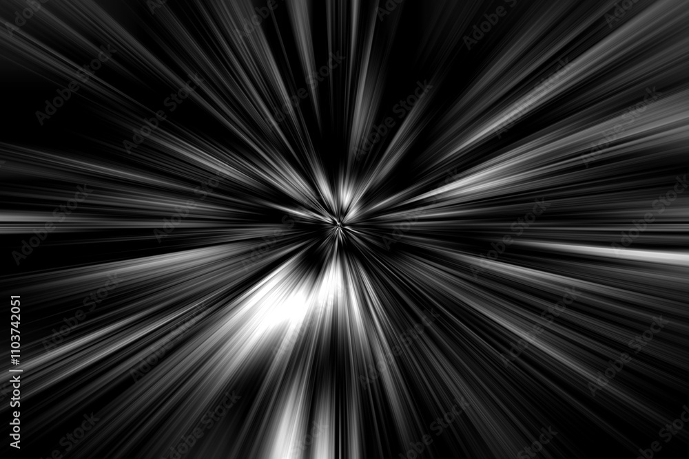 Abstract surface of radial blur zoom in monochrome tones. Gloomy black-white background with radial, diverging, converging lines. Abstract surface of radial blur zoom in monochrome tones. Gloomy black-white background with radial, diverging, converging lines.